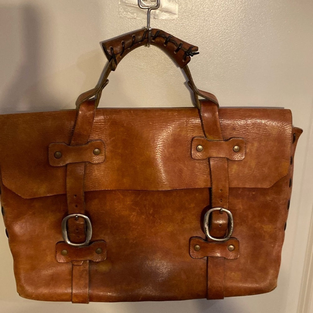 Old West Mens Antique Vintage Leather Laptop Briefcase bag handmade Paul Bliss